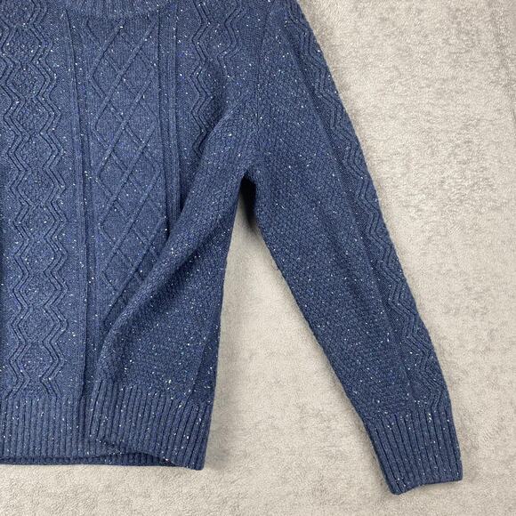 Duluth Trading Sweater Mens XL Blue Wool Alpaca Cable Knit Donegal Crewneck - Picture 4 of 16